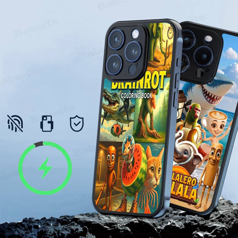 Italian Brainrot Tung Tung For Magnetic Wireless Phone Case For IPhone 17 16 15 14 Plus 13 12 11 Pro Max