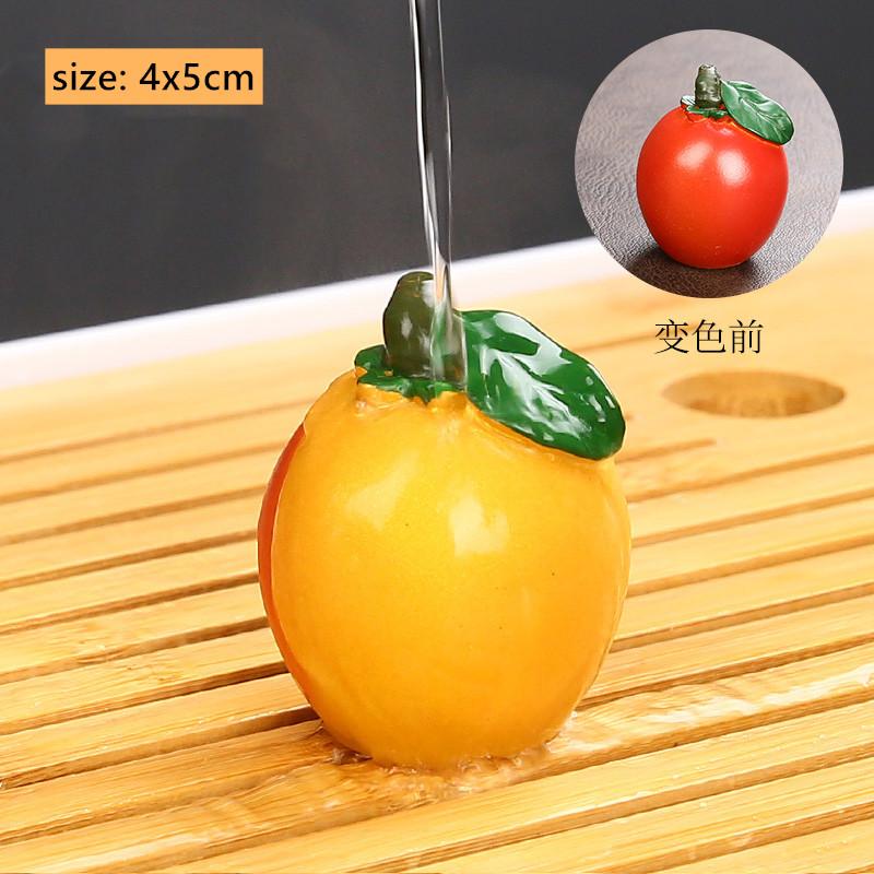 1pc Creative Tea Pet Ornaments Resin Color Changing Desk Decoration Fruit Model Sculpture Home Accessories Tea Table Crafts