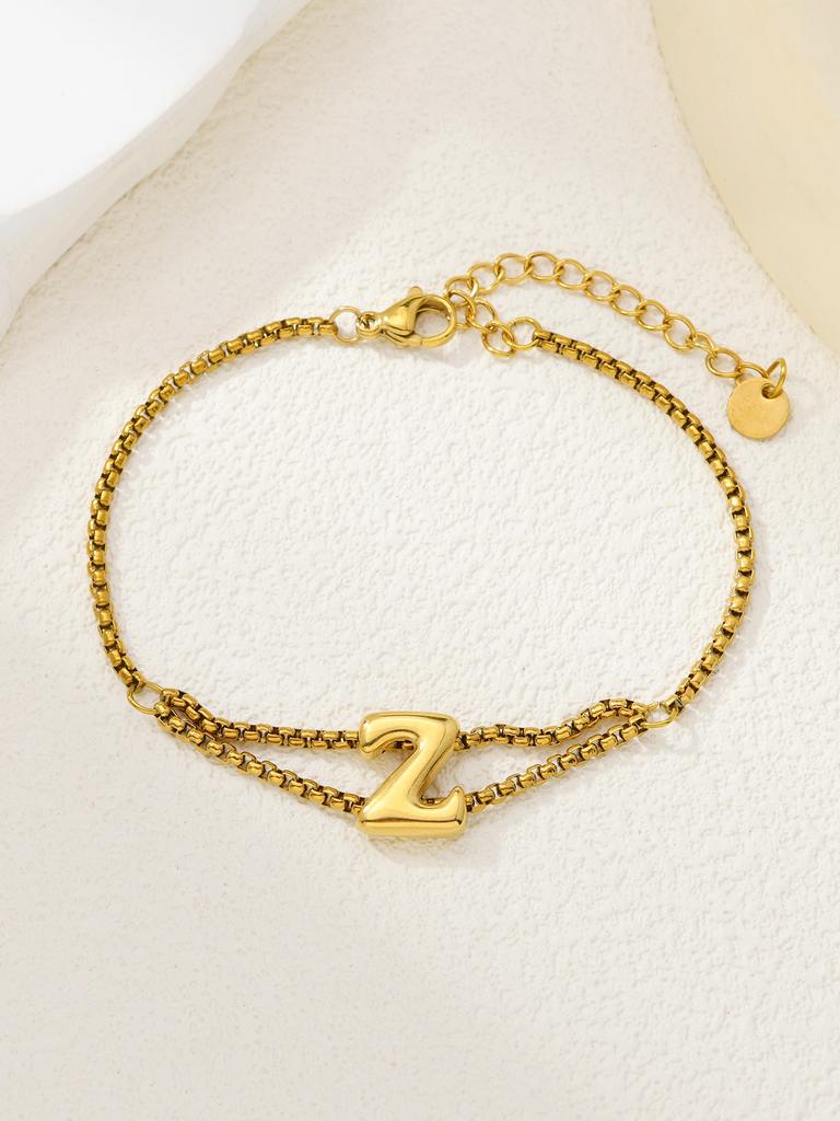 New stainless steel wholesale 26 English letters double-layer ring gold-plated bracelet
