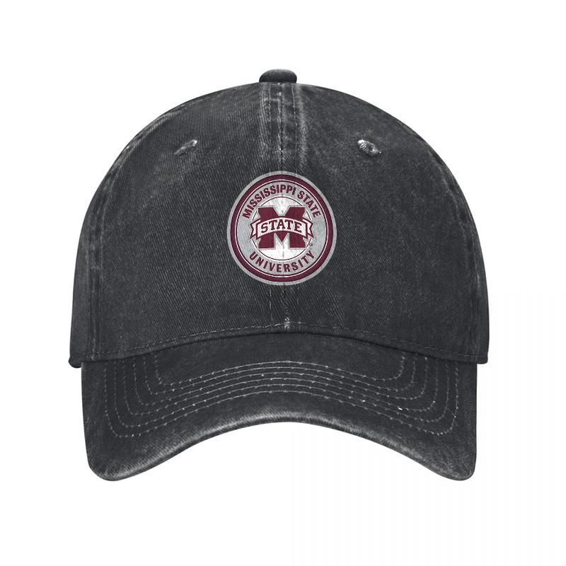 Berretto da baseball in cotone lavato Mississippi State University con logo classico, unisex, regolabile, per l'uso quotidiano ed eventi sportivi