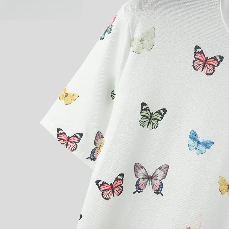 Letní Pánské Tričko s Krátkým Rukávem a 3D Potiskem Motýlů s Kulatým Výstřihem