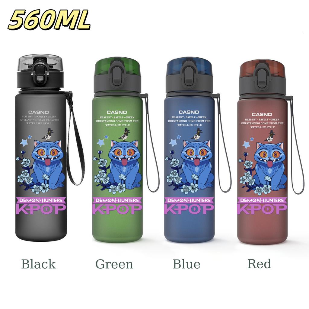 560ML KPop Demon Hunters Plastic Cartoon Pattern Water Cup Tall Superior Quality Children Outdoor Sports Drinking Water Bottle Birth Date Present
