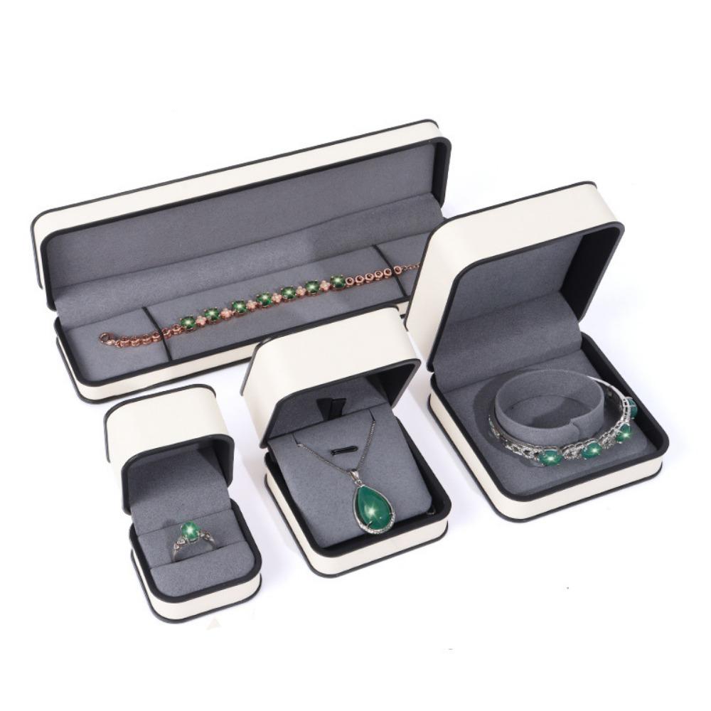 Round Corner PU Jewelry Box Rectangular Jewelry Display Box Modern Ring Gift Box  Engagement