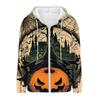 Women's Casual Halloween Printed Sportswear Autumn And Winter Long Sleeved Hooded Jacket With Pocket Zipper