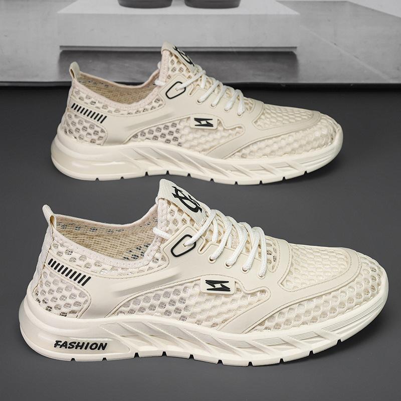 Herrskor sommar nya ihåliga andningsbara avslappnade mångsidiga meshskor mjuk sula slitstarka löpar-mesh sport trendiga skor