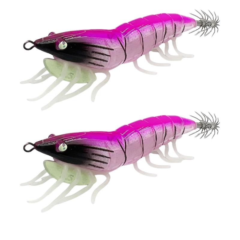 Fishing Lures Shrimp Lures Baits Glow Jig Hook Glow Squid Jig Artificial Baits Cuttlefish Hook with Rings Bead