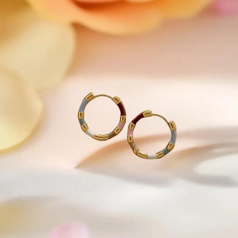 Korean Fashion Colorful Enamel Mini Metal Round Hoop Earrings For Women Daily Wear Party Sexy Sweet Ears Accessories