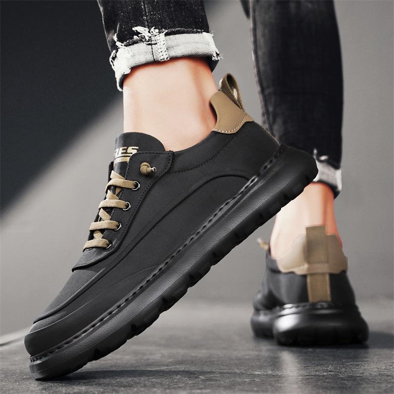 

Мужские кроссовки на платформе Осень Новые вулканизированные туфли Мужские повседневные слипоны Кроссовки для бега Дышащие Мягкая подошва Толстая подошва Спортивная обувь 44 чёрный