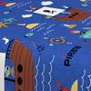 Parure de draps 180x290 cm PIRATES bleu, 100% coton 57 fils/cm2, par Soleil d'Ocre