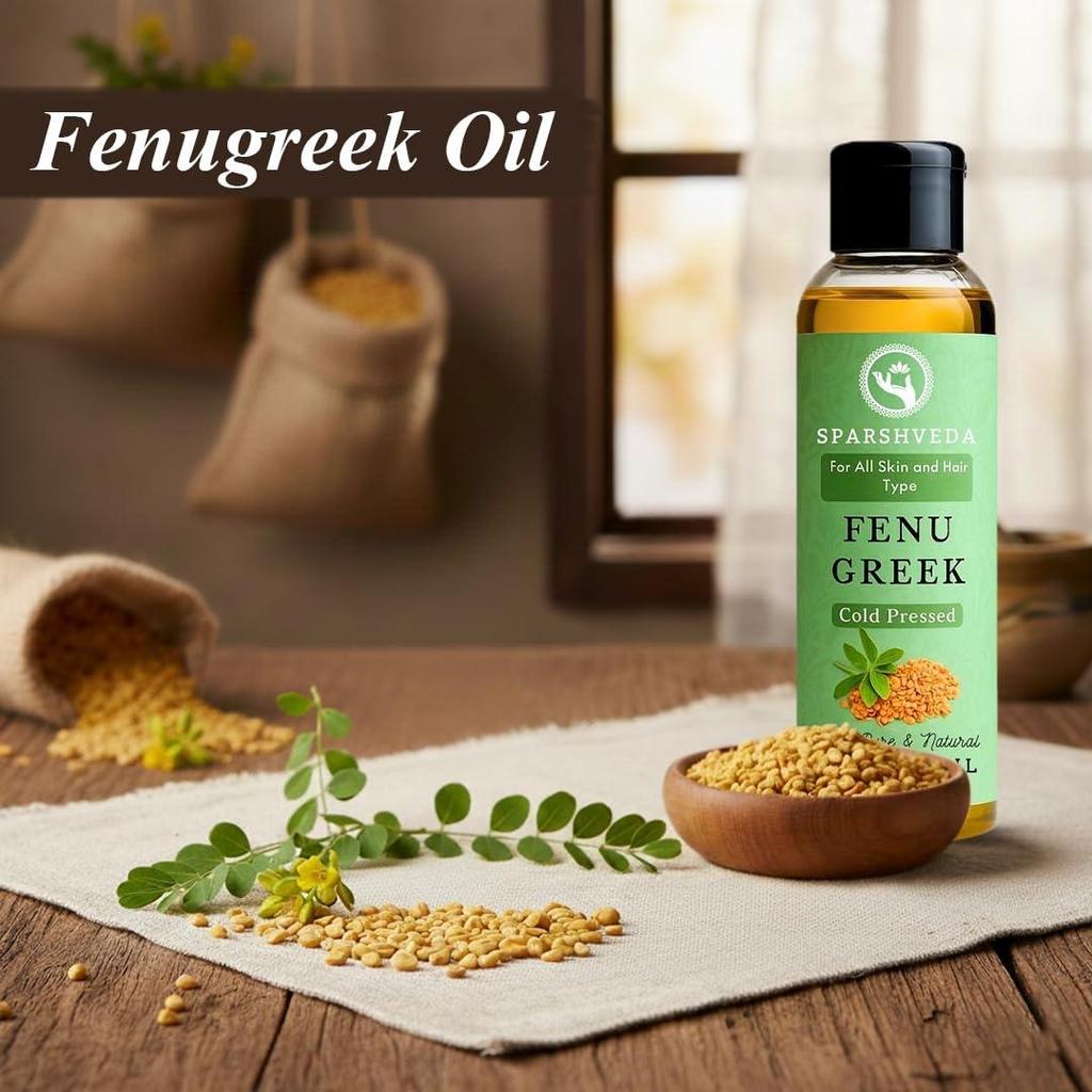 Fenugreek (Methi) Oil Cold Pressed | Natural Herbal Hair Growth Oil, For Hair Growth, Scalp Care & Body Massage (Pack of 2 × 120ml)