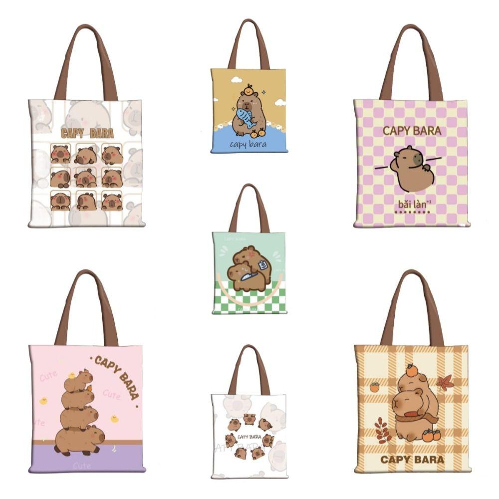 Tote Bag Cute Capybara Bags Canvas Large Capacity Capibara Handbag  Unisex
