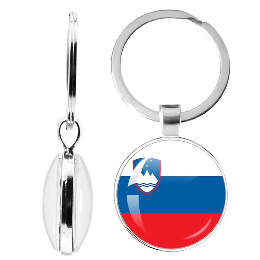 National Flag Double-Sided Keychain Korea, Serbia, Russia, Slovenia, Argentina, The United States,Turkey, Spain,Dominica Keyring