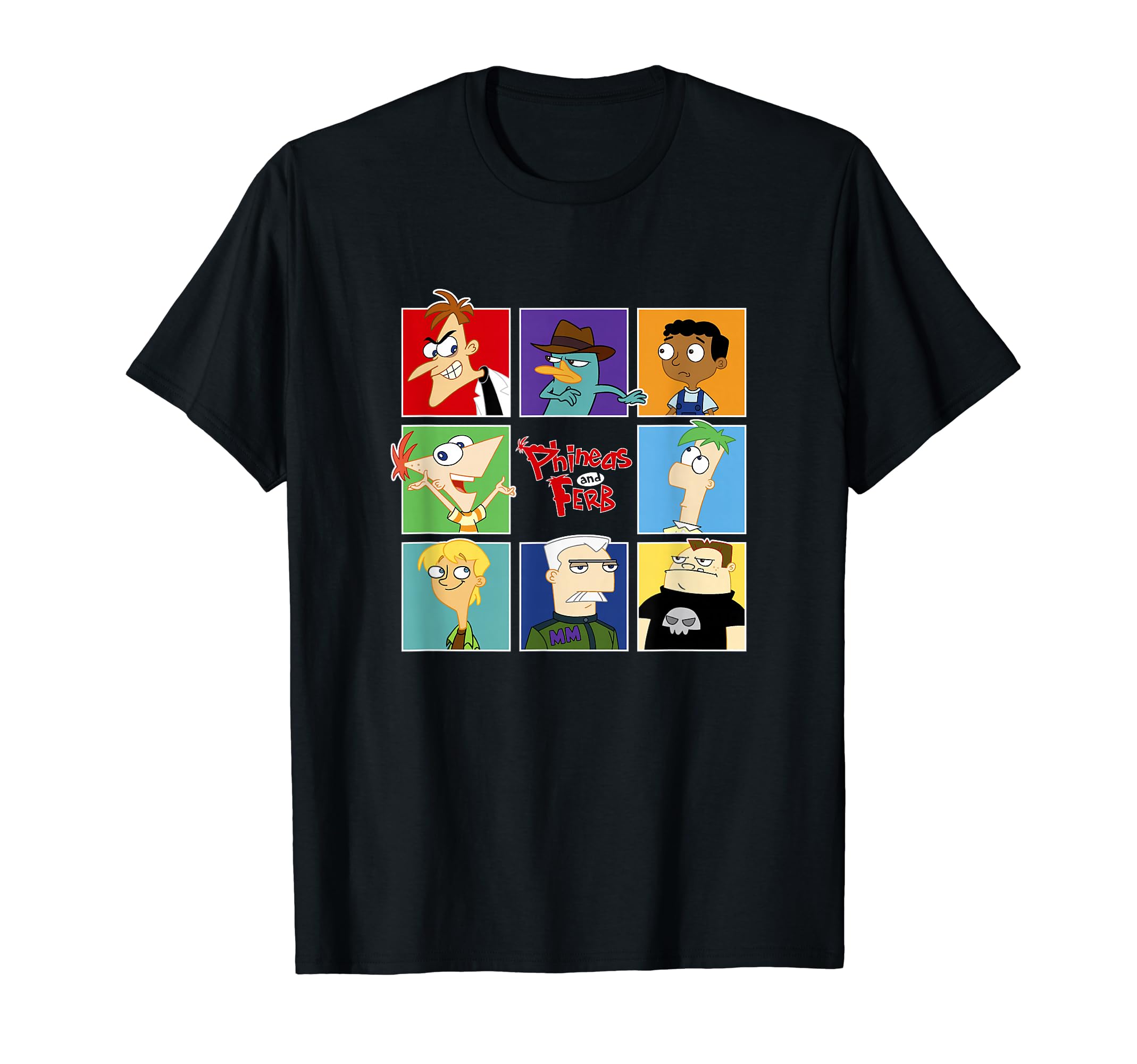 

Disney Phineas and Ferb Multi-Character Colorful Panel T-Shirt