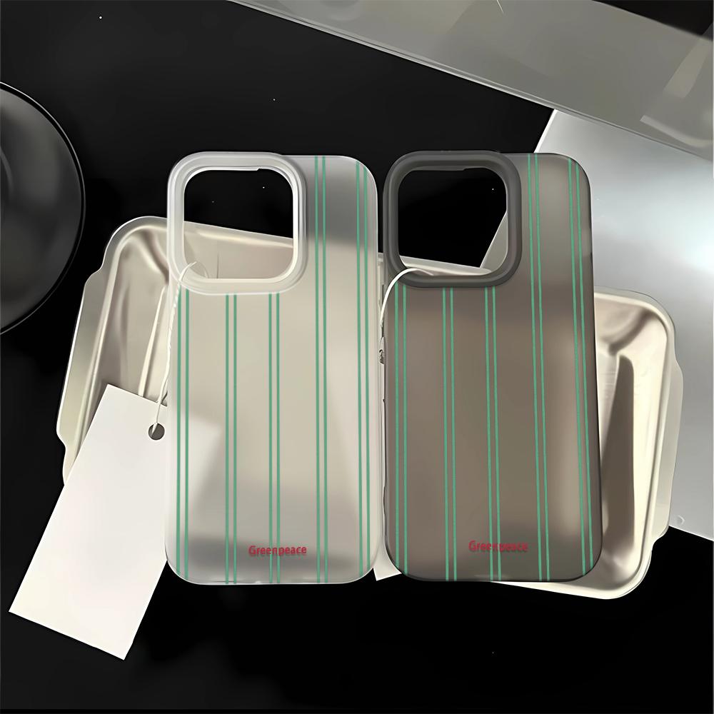 Green Vertical Stripes Phone Case For IPhone 17 Case For IPhone 13 16 15 14 12 17 Pro Max XR 7 8 SE Aesthetic Floral Cover Funda