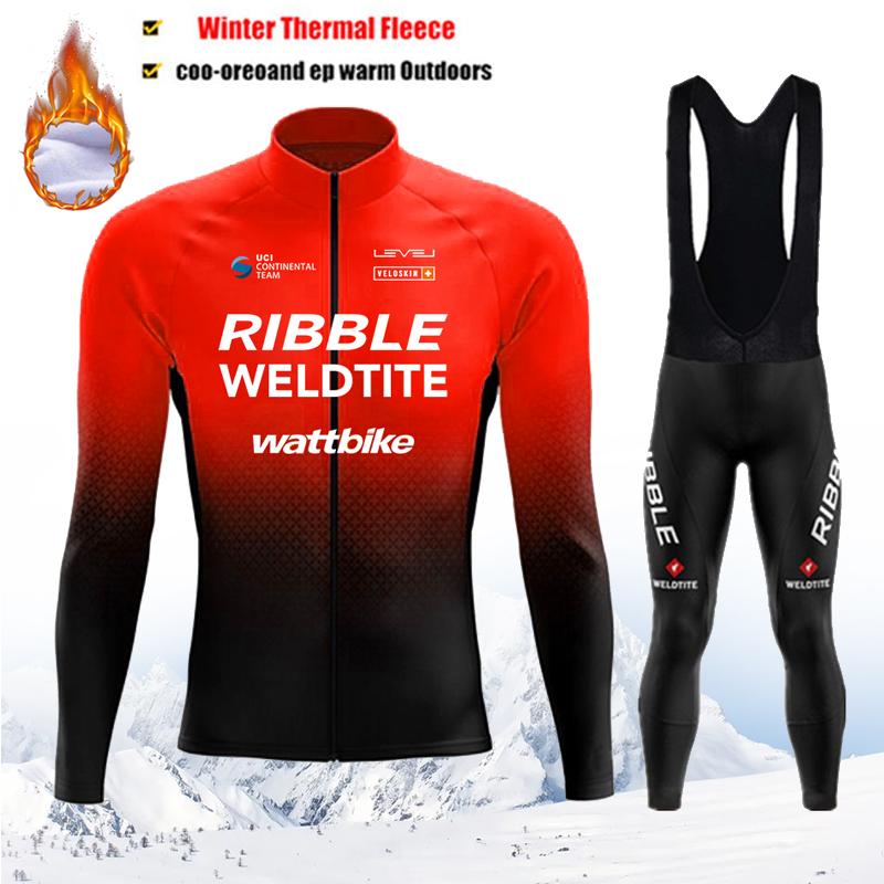 Winter Thermal Fleece Cycling Jersey Set Maillot Ropa Ciclismo Keep Warm MTB Bike Wear Bicycle Clothing Blue Cycling Set