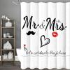 Happy Mother's Day Mustache Lip Print Heart Shower Curtain, Bathroom Decorative Shower Curtain, Waterproof Shower Curtain with H