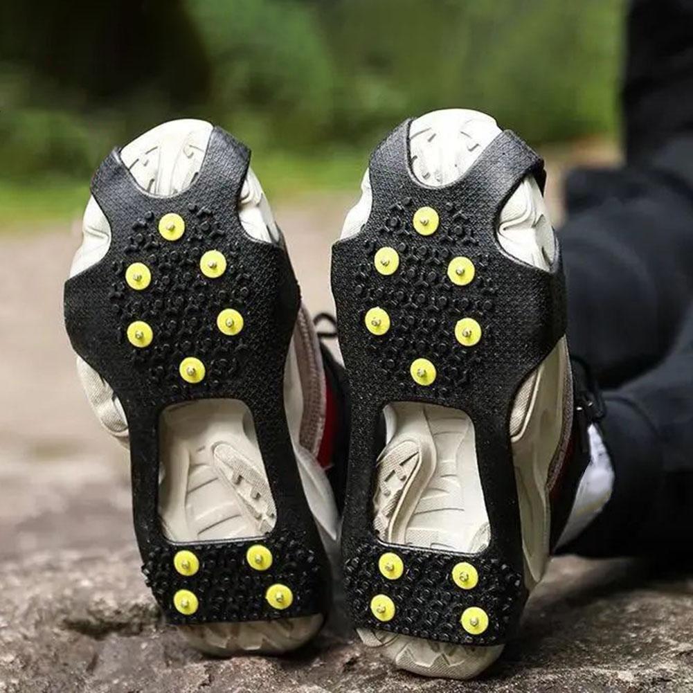 10 Studs Snow Ice Claw Anti-Skid Snow Ice Thermo Plastic Elastomer Climbing Shoes Spikes Grips Cleats Over Shoes Covers Crampons