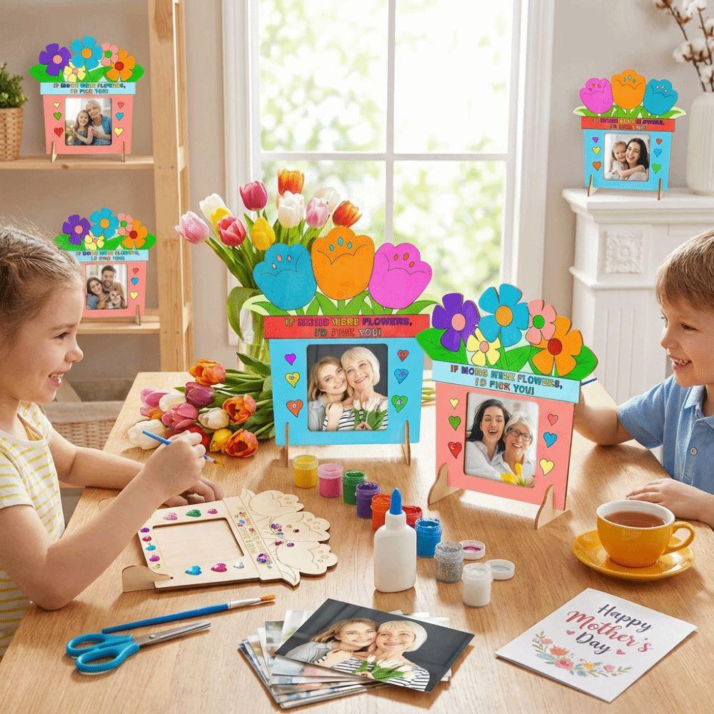 Flower DIY Photo Frame Unfinished Poster Frame Creative Craft Mother's Day Frame  Party Decoration