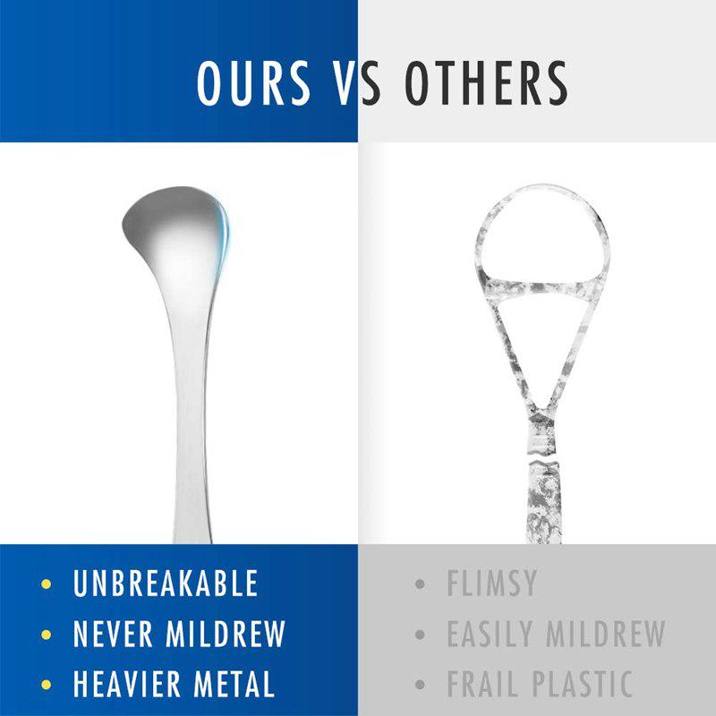 Stainless Steel Spoon Shape Tongue Scraper Cleaner Fresh Breath Cleaning Coated Tongue Toothbrush