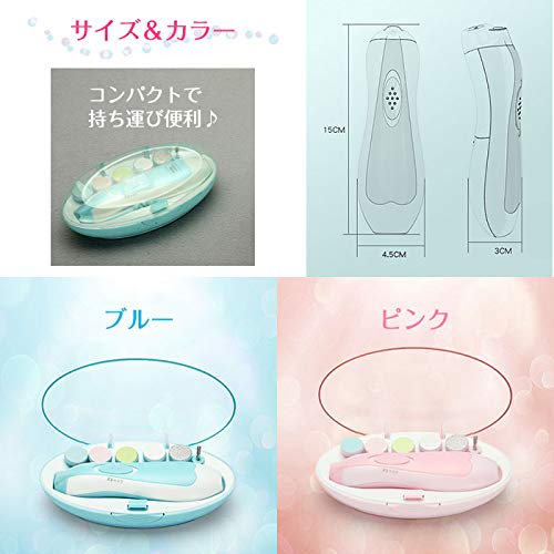 IPT Baby Electric Nail Care Kit, Includes Nail File, Clippers, and Polish, 6 Attachments, and LED Light (MJ-B2, Pink)