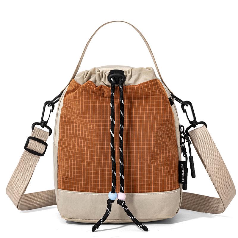 Color Block Crossbody Outdoor Sports Water Bottle Bag - Lightweight Drawstring Backpack