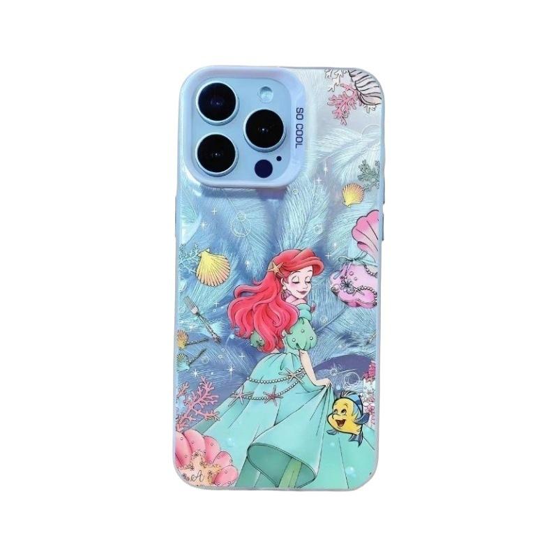 Ins mermaid princess phone case for iPhone 16 Pro Max and iPhone 18 Plus, cartoon style, drop-proof, 13x hard X