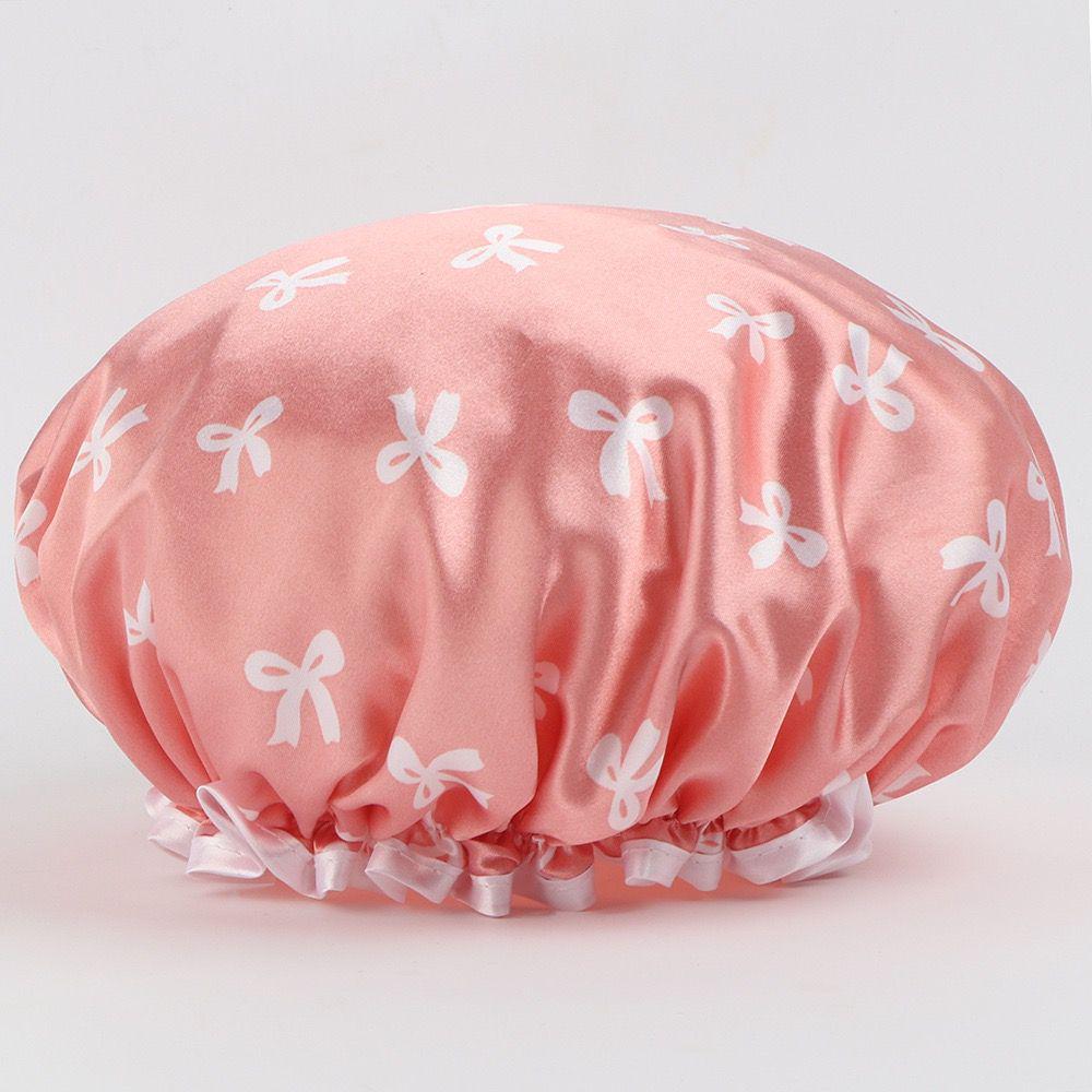 Double-Layer Waterproof Shower Cap for Women - Bath, Anti-Wet, Kitchen Oil Fume, and Thickened Dry Hair Protection.
