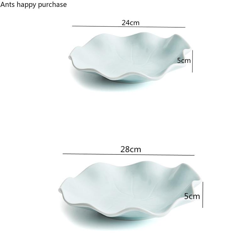 Lotusblatt Keramikteller Suppenteller Schale Speiseteller Obstschale Salatschüssel Dessertschale Merkmal Geschirr Dekorative Teller