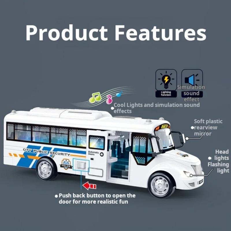 1/30 Scale Inertia Sliding Campus Bus Car Model Simulation Sound and Light Music Educational Toy Bus Car Toy Children's Birthday Gift