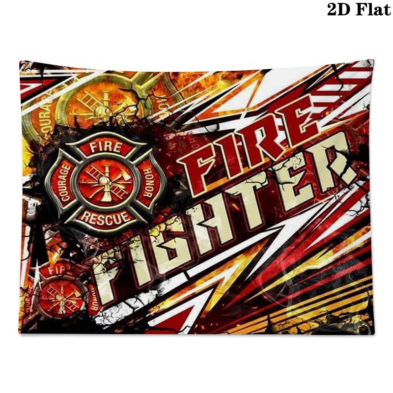 Firefighter Wall Tapestry Aesthetic Wall Hanging Printed Fabric Blanket Decorative Tapestries for Bedroom Living Room Home Decor