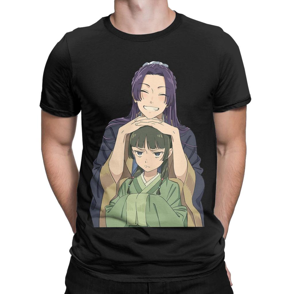 Men T-Shirt Kusuriya No Hitorigoto Vintage Cotton Tee Shirt Short Sleeve  Cute Maomao and Jinshi T Shirt Round Collar Tops