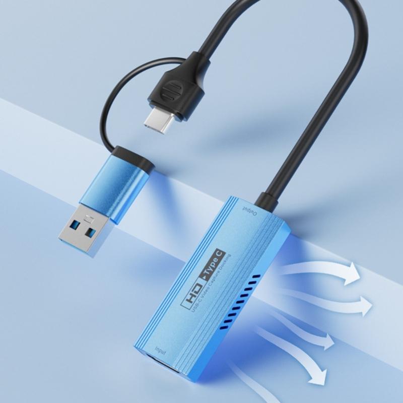 1080P Video Capture Device With USB And USB C Interfaces 4K30Hz Video Adapter For Clear 1080P Clear Video