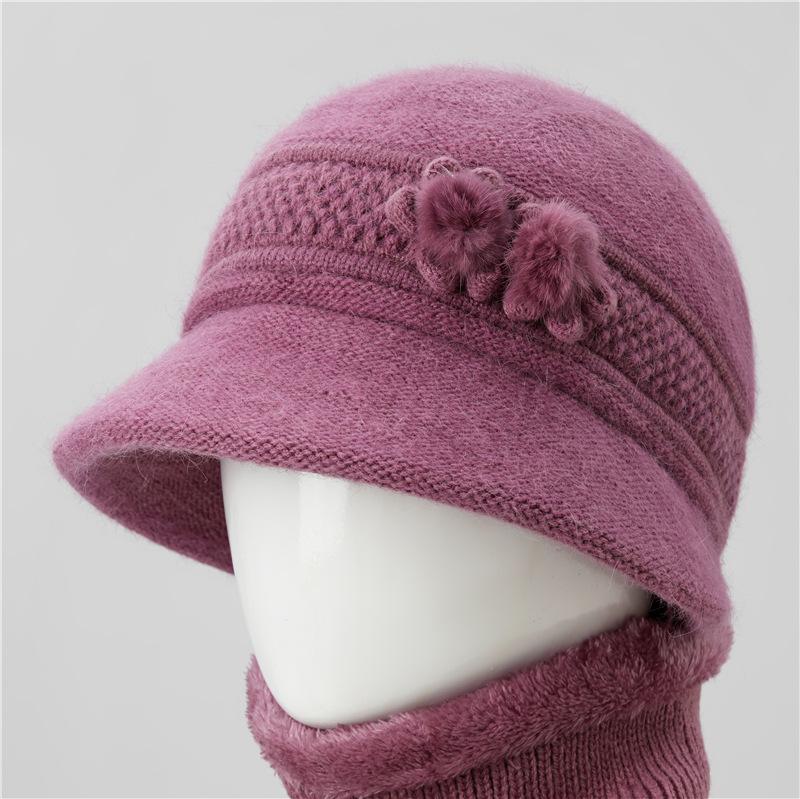 Hat Female Mother Day Thickened Thermal Hat Grandmother Old Lady Rabbit Wool Knitted Hat Cold Proof