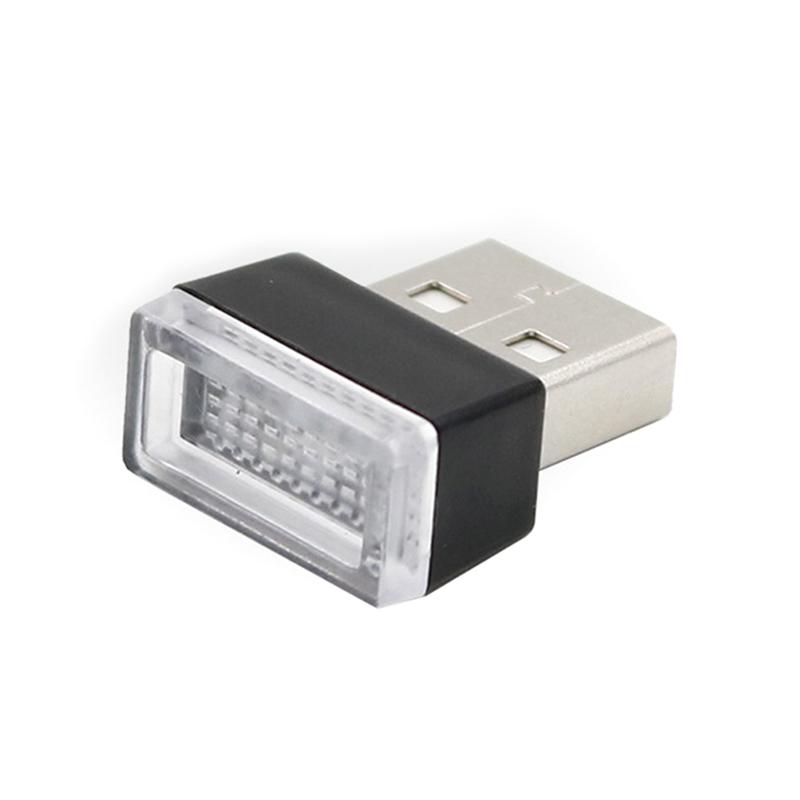 Car Mini USB LED Atmosphere Lights Decorative Lamp Interior Light PC Portable Plug Ambient White Emergency Lights Blue