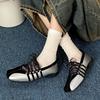 Retro silver square head inner height increase light mouth flat sole shoes women's summer 2025 new skirt versatile Mary Jane shoes