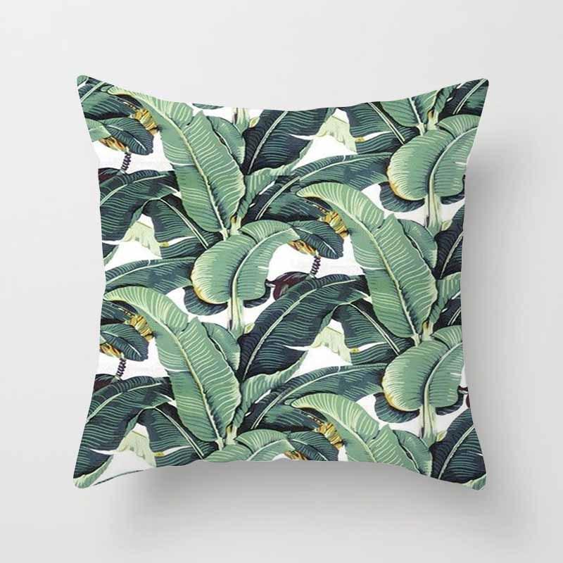 Fashion Tropical Plant Polyester Pillow Case Office Fabric Sofa Cushion Cover Home Polyester Pillow Case