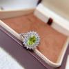 Natürlicher Peridot Ring in 925er Sterling Silber mit doppeltem Halo-Design - Eleganter und vielseitiger Bestseller