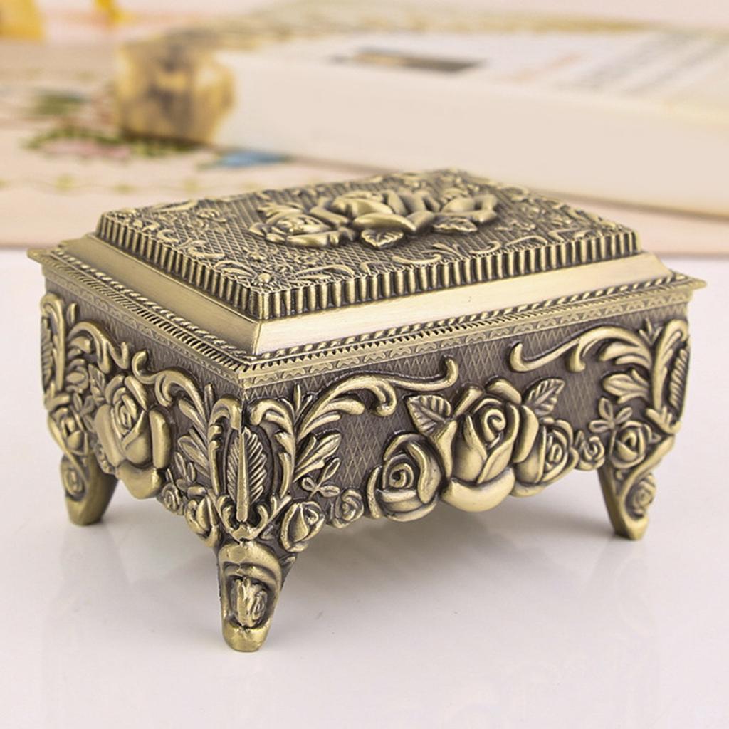 Vintage Jewelry Storage Box Alloy Decorative Large Capacity Jewelry Box for rrings Rings