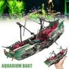 24*12cm Aquarium Ornament Boat Large Plactic Sunk Pirate Ship Fish Tank