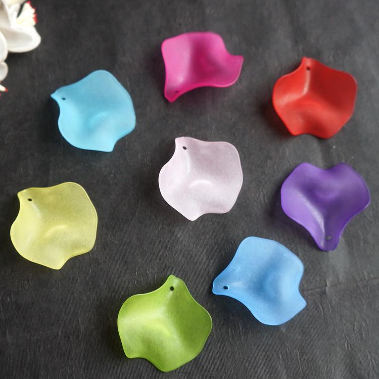 Frosted Lotus Leaf Thin Slices 24-36mm, Colored Hanging Holes for DIY Jewelry & Flower Weaving.