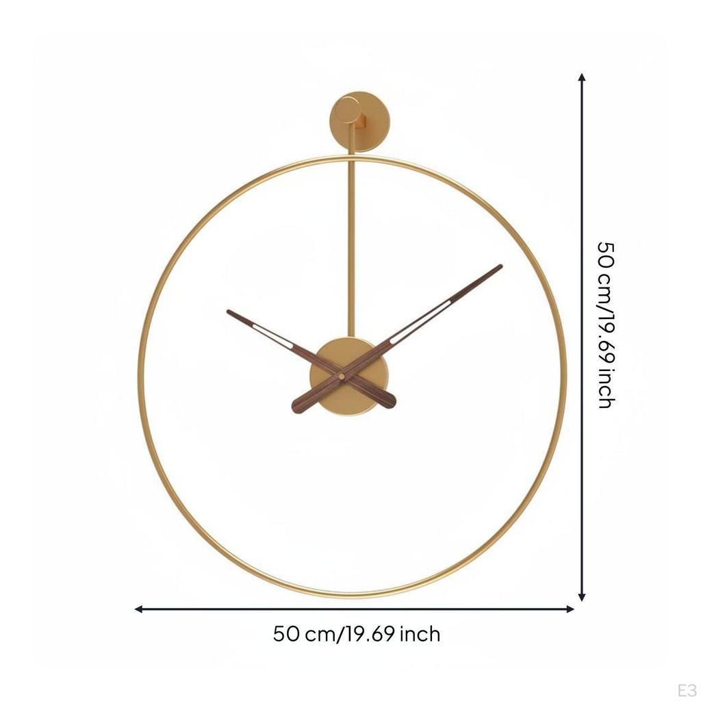 Metal Wall Clock Light Luxury Hoop Nordic for Living Room, Study Black 50CM