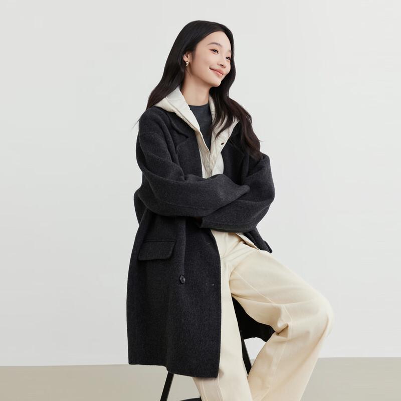 Elva' Island Women's Winter Mid-Length Wool Double-Faced Coat