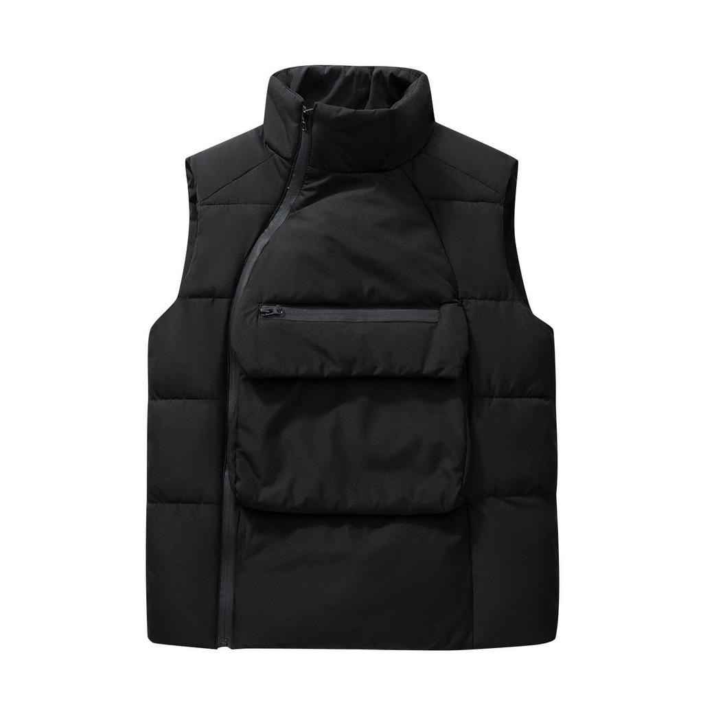 Men's Large-pocket Sleeveless Casual -color Personalized Vest With Thickened Warmth And Creative Waistcoat