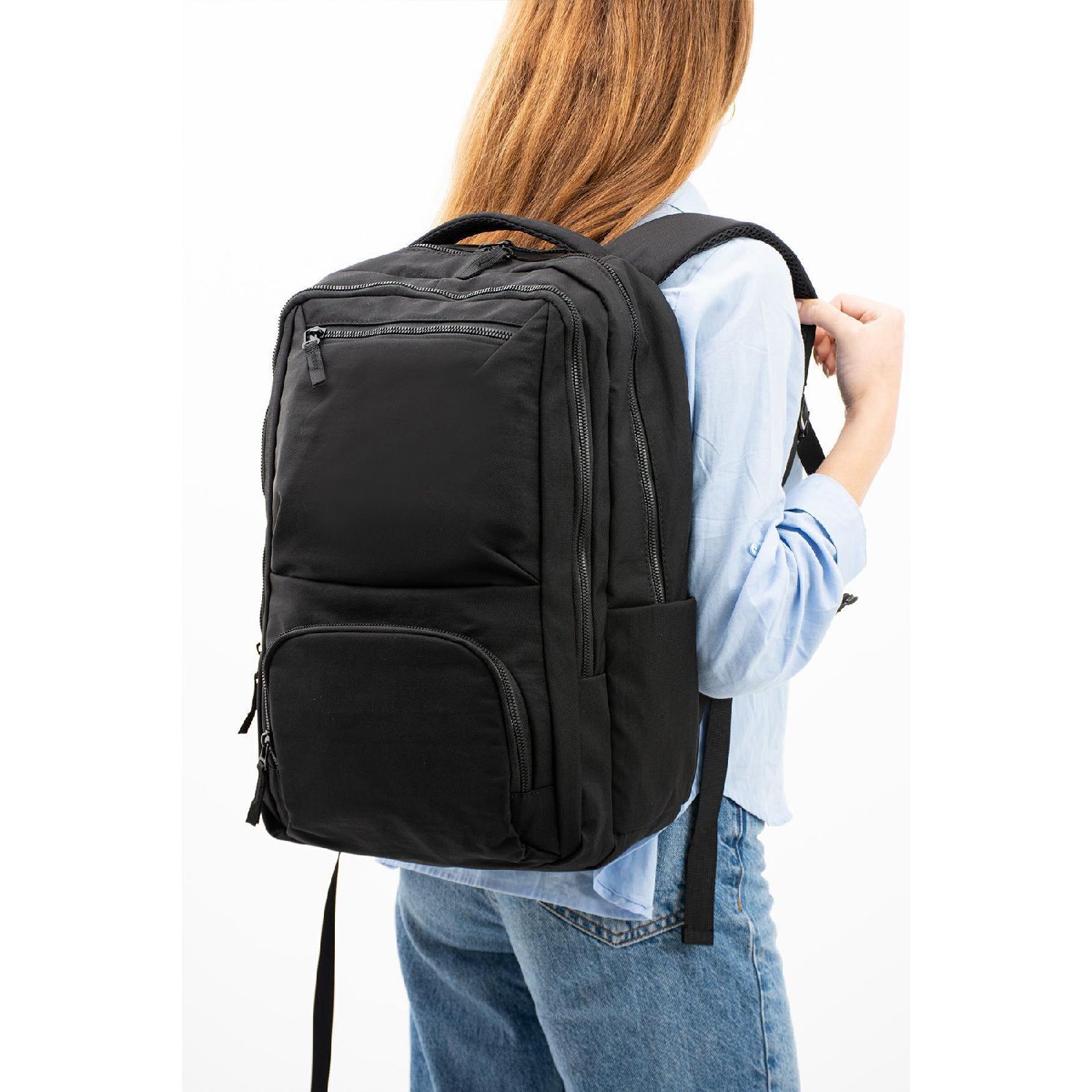 

Black Unisex Waterproof Parachute Fabric Functional Backpack With Laptop Compartment Standart чёрный