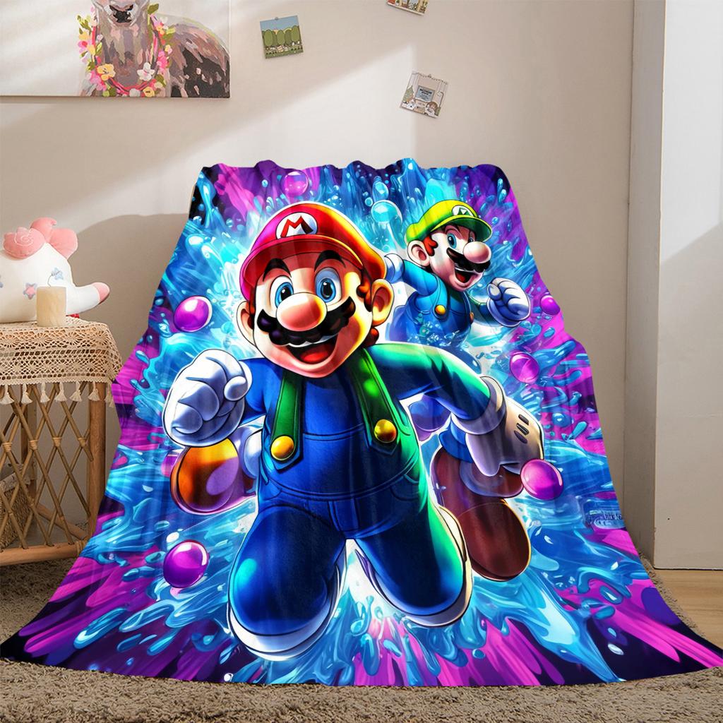 Anime Game Mario Versatile Travel Blanket Compact Suitable for Office Nap & Outdoor Camping LXR100