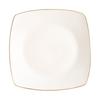 Gold-Rimmed White Ceramic Square Plate for Home: Dinner, Steak, Pasta, Dessert, Flat, or Shallow Use