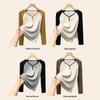 Mao Ren Women's Slim Fit V-Neck Color Block Long Sleeve T-Shirt