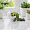 Funny Office Desk Accessories Drunk Frog on The Toilet Decor, Sculpture Tabletop Realistic Statue Cute Resin Desktop Ornament for Home Bathroom