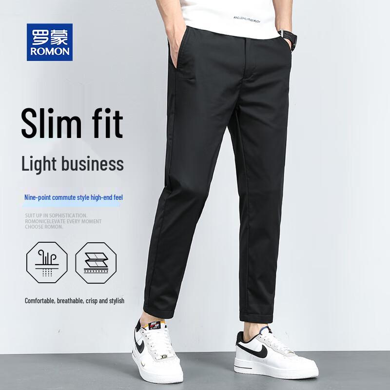 ROMON Men s Lightweight Business Casual Straight-Leg Pants 38