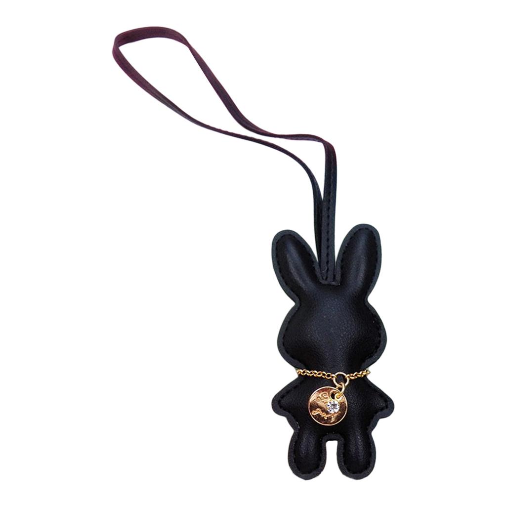 Fashionable Rabbit Shaped Keyring Artificial Leather Bunnys Bag Pendant Keychain Handbag Accessory for Animal Lovers